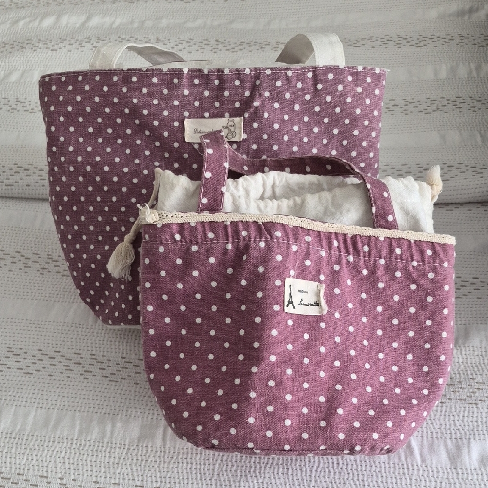 Polka Dot Purple Tote/Lunch Bag